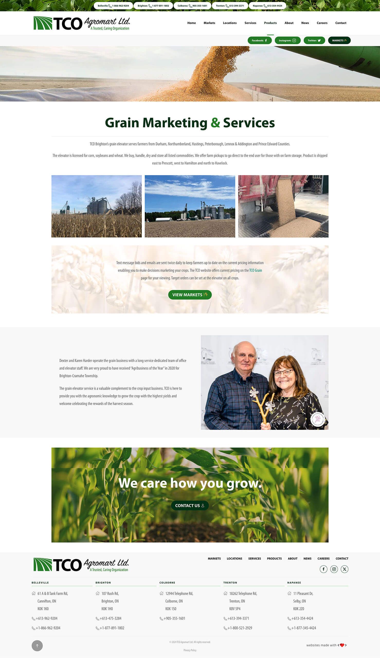 TCO Agromart Grain Marketing Page screenshot