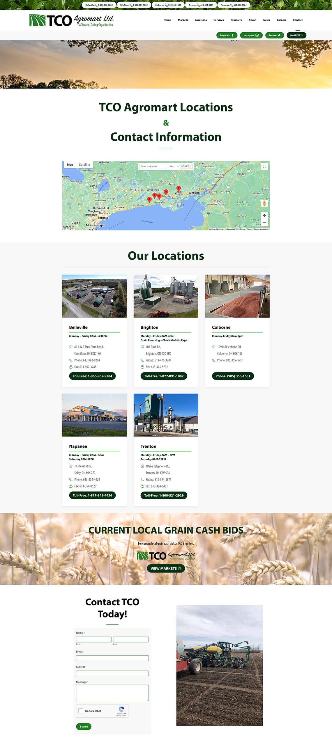 TCO Agromart Contact Page screenshot