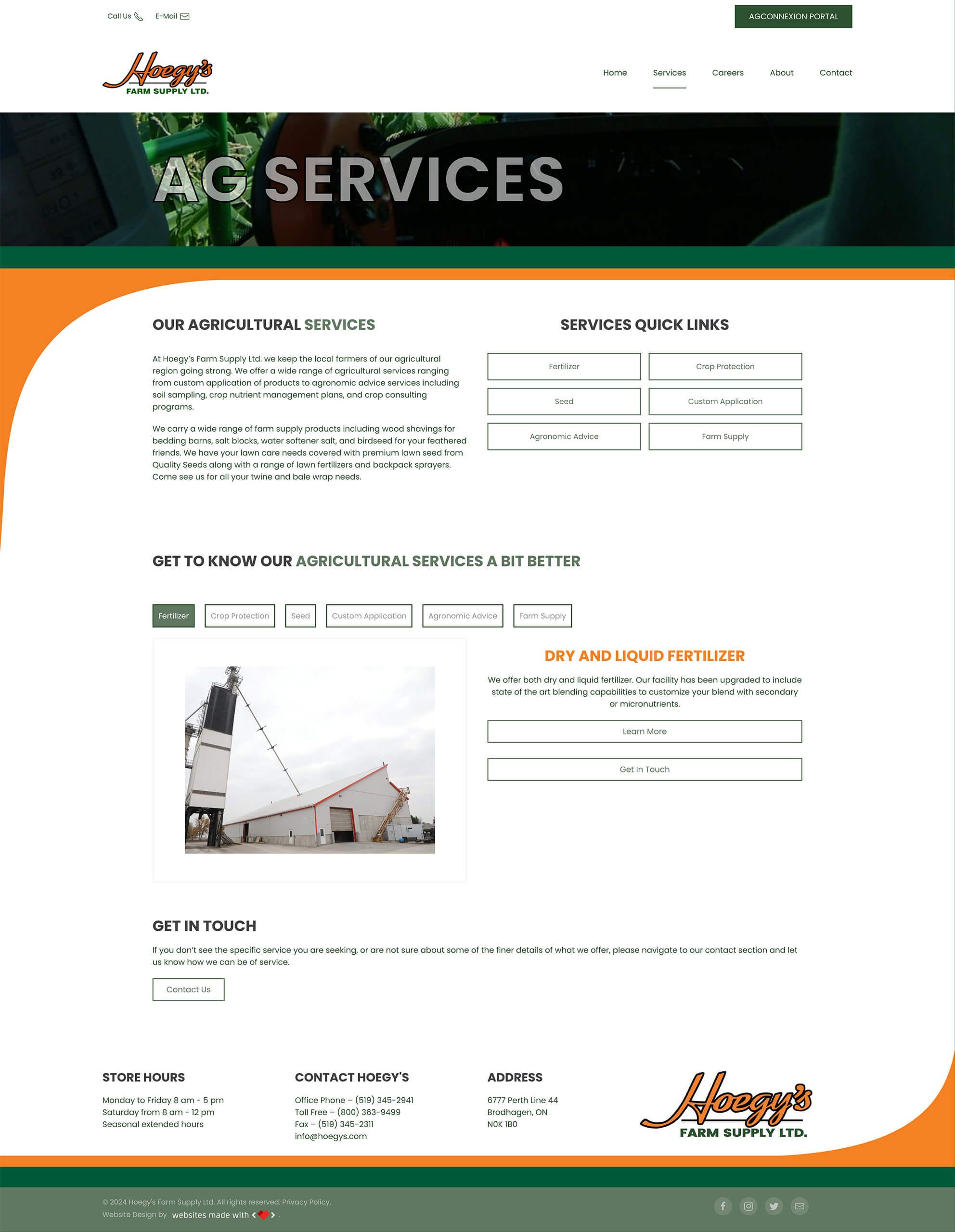 Hoegys Ag Services Page screenshot